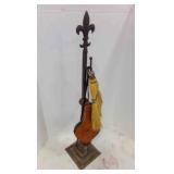 Fleur de Lis Metal Fireplace Tool Stand w/Wooden