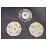 2 Floral Design Ceramic Coaster, Pfaltzgraff