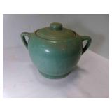 Green Pottery Lidded Bean Pot NO MARKINGS Lid has