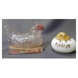 Vintage Milk Glass Easter Egg Hatching Chick,