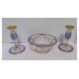 Bohemian/Czech Art Glass Candle Holders