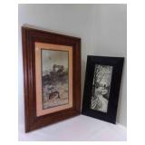 2 Framed "Barn" Prints Wall Hanging Art