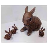 Momma Bunny w/4 Baby Bunnies Ceramic 1989 Dated