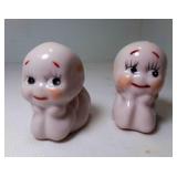 1ï¿½" Pink Porcelain Baby Salt, Pepper Shakers