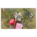 2 - Metal Chairs, Ratchet Straps, Gas Cans