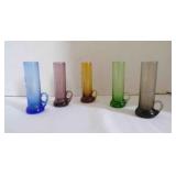 5 Vintage etched 4" handled Cordial glass set