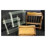 Vintage wood sewing box; wood magazine
