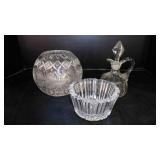 etched lead crystal globe bowl; small lead