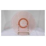 Vintage Pink Depression Anchor Hocking Cake Plate
