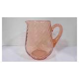 Vintage Pink Depression Pitcher with swirl design