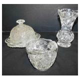 EAPG McKee creamer; EAPG covered dome dish; ..
