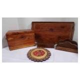 wood serving tray; small storage box