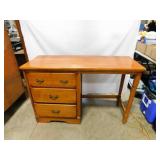 vintage wood desk 46 x 17 x 30- has a scuff on