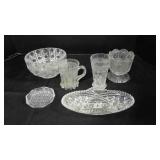 7 Vintage clear glass-saw tooth cut glass