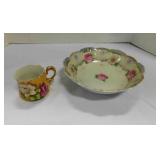 Vintage German Lusterware plate; Fenton tea cup