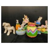 Easter-themed music box, figurines