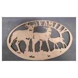 metal hanging deer Family round wall dï¿½cor