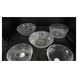 5 clear glass serving bowls
