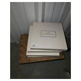 Vintage wood stool, 4 Vintage Avon plates