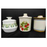 Vintage sugar bowl, 2 Vintage condiment bowls