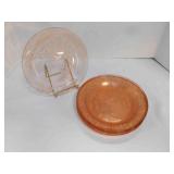 Vintage pink depression Cabbage Rose plates