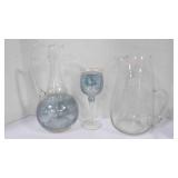 Vintage Bohemian Wine Decanter, Goblet with