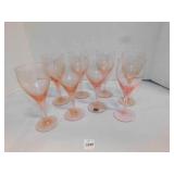 8 Vintage Mikasa Elite Pink pattern wine glasses