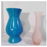 Vintage Vases: Maple Leaf Pottery, pink Glass