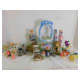Vintage floral wishing well; Vintage music box