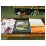 Framed Thomas Kincade artwork, 2 canvas wall