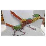 2 recycled metal statue garden/yard birds