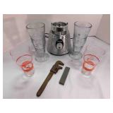 2 Buccaneers cups; 2 Steak, Shake cups; wrench