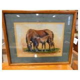 framed horse artwork signed Wade Butler 17x21