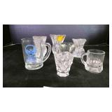 3 lead crystal tooth pick holders; shot glass