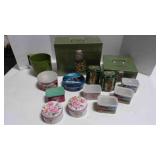 vintage metal file, storage boxes and