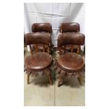 4 wood/vinyl ruffled kitchen chairs 3 of the