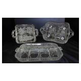 3 Vintage crystal serving relish trays