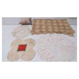 vintage doilies, a side table doily