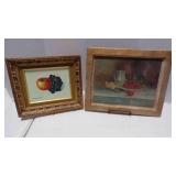 2 vintage framed fruit pictures -one signed