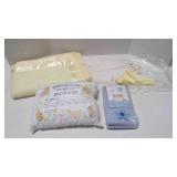 Vintage newborn yellow blanket; bonnet; shoes