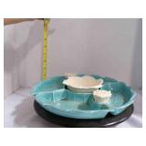 Vintage California pottery Lazy Susan with saucer