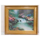 Painted lithograph Thomas Kinkade "beside