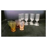 set of 8 stemmed cordial glasses, 4 colored