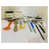 Vintage kitchen ware knives, forks; 2 ice cream