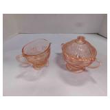 Vintage pink dep. Cabbage Rose sugar/creamer the