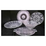 Vintage pressed glass serving bowl; Jeannette