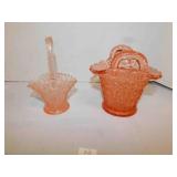 2 Antiq. Fenton Dugan Diamond pink Baskets