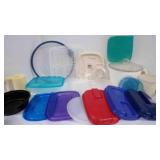 Batter bowl; plastic cup; plastic Tupperware