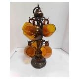 Vintage genuine Spanish Wood amber cup holder