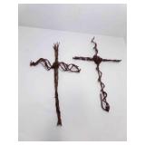 2 Twisted Barbed Wire Crosses